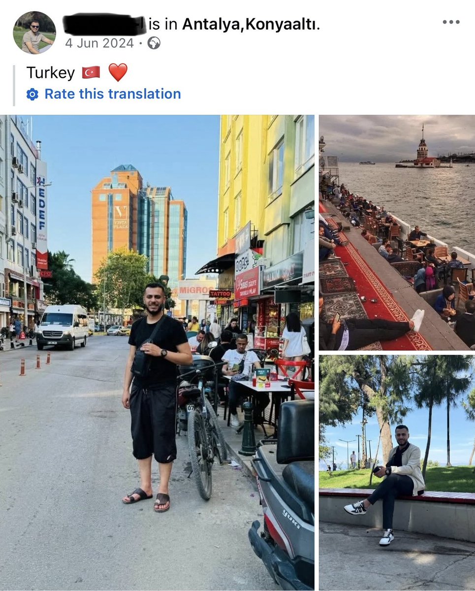 karenievers's tweet photo. 🚨🇮🇪  

The suspect who is wanted by Gardaí in connection with the horrific death of Killarney woman, Jamey Carney, posted photos of himself in Türkiye on June 4, 2024.  On June 6, 2024, he posted from GB.  On June 8, 2024, he was already in Ireland.  

Why did he need ‘international protection’ when he had what appears to be a very nice life in Jordan?