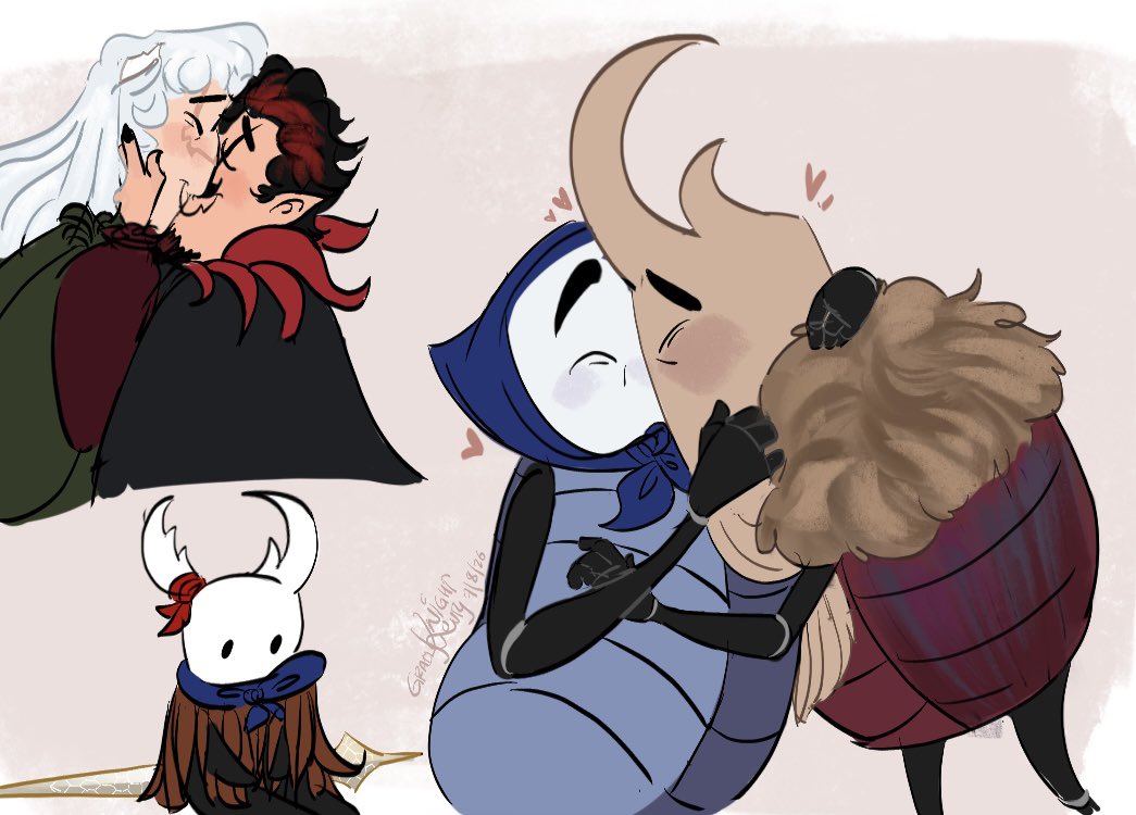 grailknghtmonty's tweet photo. i missed kissing day but i dont need an excuse to draw kissin 😌

#hollowknight #grollow #lemmquirrel also dennis is here too https://t.co/bfUXsvO9Ro