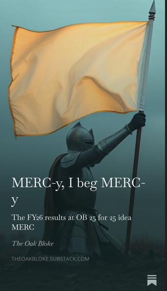 BlokeOak57182's tweet photo. $MERC #Mercia
Considering their FY26 results in "MERC-y, I beg MERC-y" https://t.co/Gn3WDQUCdD https://t.co/CsllbRiVwr