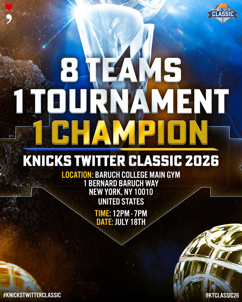 KTClassic26's tweet photo. Couldn’t wait until 7:30, Knicks Twitter Classic tickets available now! Link below and in bio! https://t.co/1EGUfQkQ55