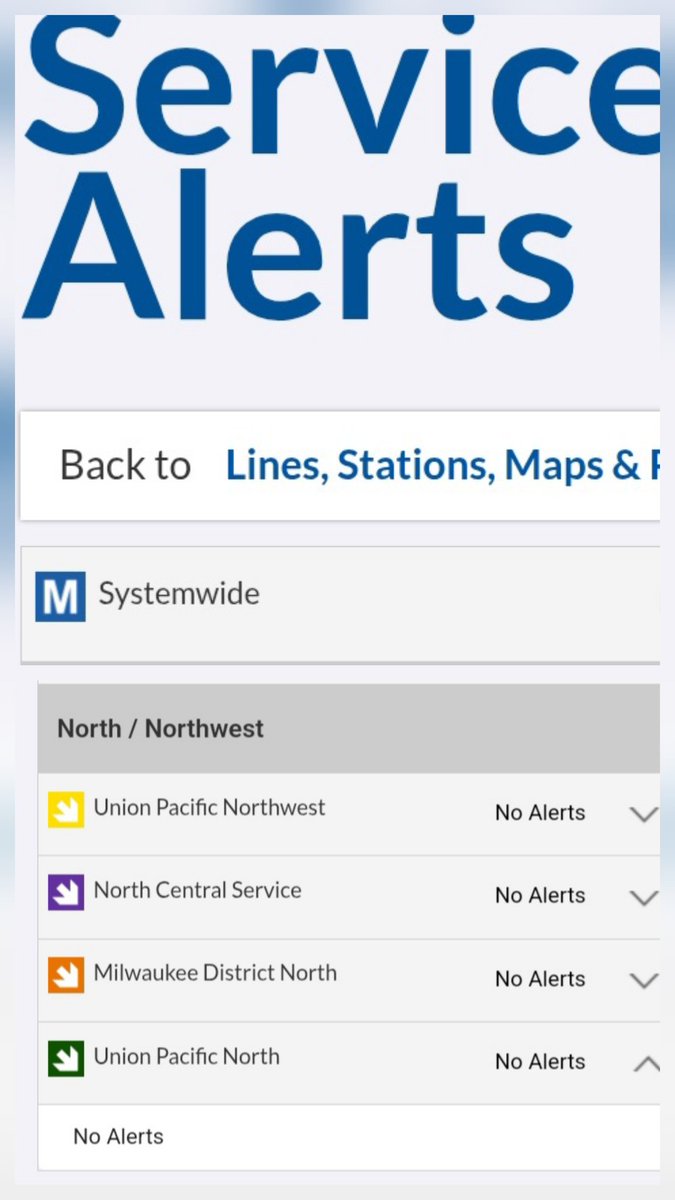 blooblee1's tweet photo. What's crazy about the metra is that the dedicated page for service alerts always has less info than the service alerts section of the train schedule page https://t.co/MwWbUcdTWn