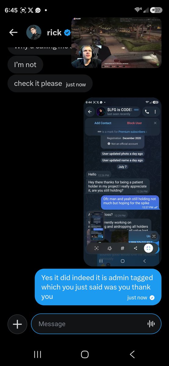NicholasCrossm3's tweet photo. UH OHHHH @RickLFG got caught scamming 😅🤪 #SellLFGCoded https://t.co/feVNaI6QuE