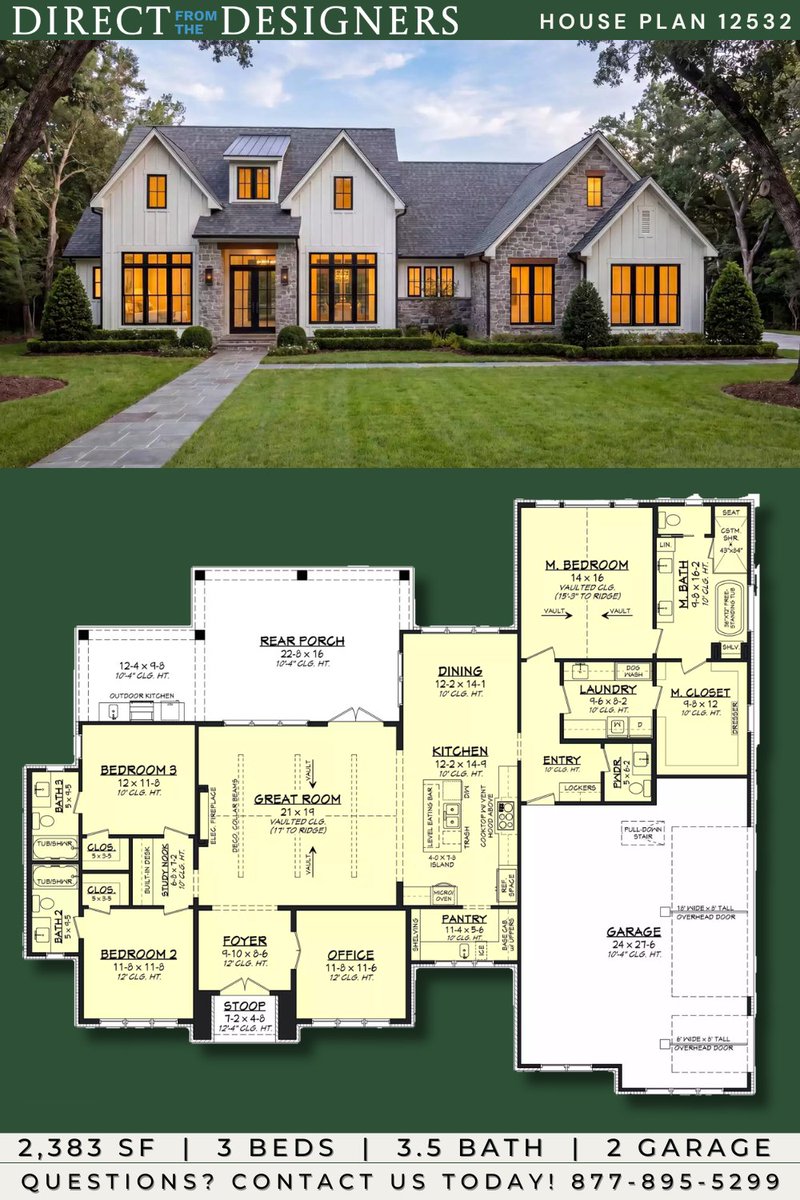 DesignersDirect's tweet photo. Three bedrooms, a vaulted great room, and an outdoor kitchen? Count us in.

🔗 https://t.co/1VooqK1tsv

#Farmhouse #HousePlans https://t.co/NmtdeUAft9