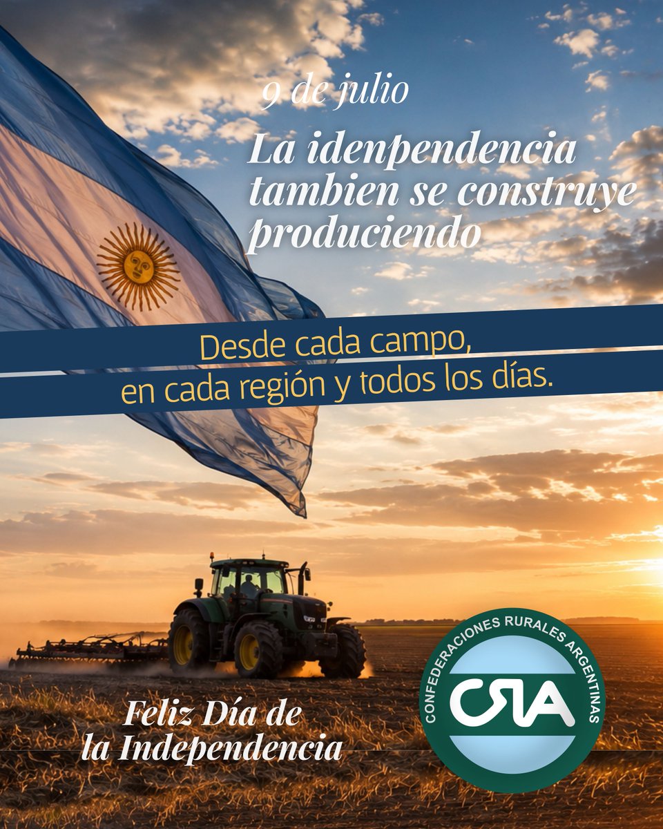 CRAprensa's tweet photo. 🇦🇷 Feliz Día de la Independencia 🇦🇷
#SomosCRA https://t.co/g35ksDcv91