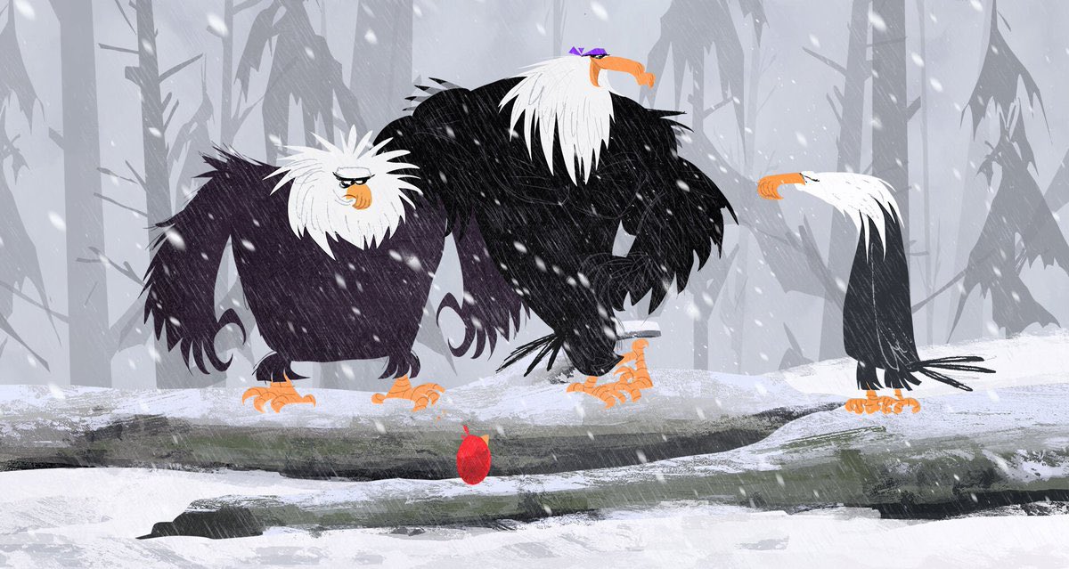 GoogalyB's tweet photo. @SomeKirbyFan I think the movie we ended up with is alright and can be very funny at points, but I can’t help but look at the early concept art/drafts for the film and think we got robbed hard. The eagles being legitimately intimidating would be so damn cool. https://t.co/UYDjHuSvWB