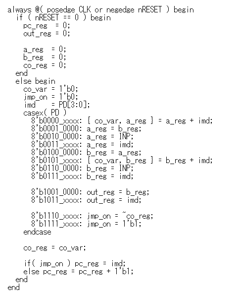 FPGA_MZ's tweet photo. @Ryuz88 良くある4ビットCPUのTD4はFPGA向けにこんな書き方してます。 https://t.co/2wvwzkGPc1