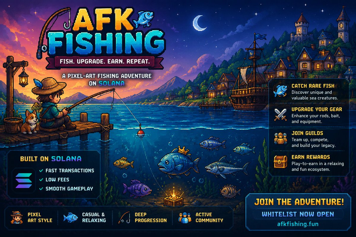 skylarbeller's tweet photo. I believe @afkfishingsol has strong potential. The pixel-art style is charming, the relaxing fishing gameplay is easy to enjoy, and Solana provides fast, low cost transactions. Excited to see the community grow!
Join early: https://t.co/Ls63Sb4gqY https://t.co/dcwvIWTZ81
