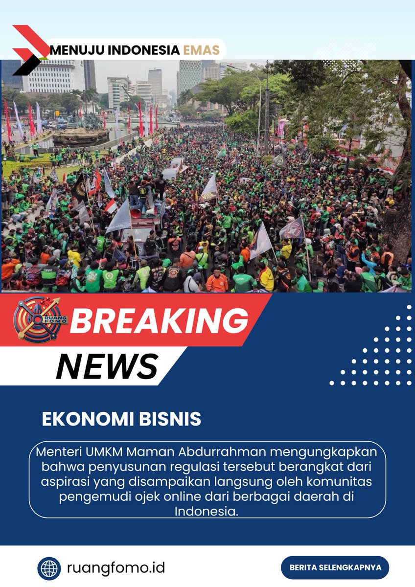 ruangfomo's tweet photo. Pemerintah Siapkan Perpres, Driver Ojol Segera Berstatus UMKM....

Berita selengkapnya : https://t.co/y15MraSw3P
Barita Lainnya : https://t.co/eE5oONBIOn

#ekonomibisnis #ojol #driverojol #umkm https://t.co/1MwtebBHGR