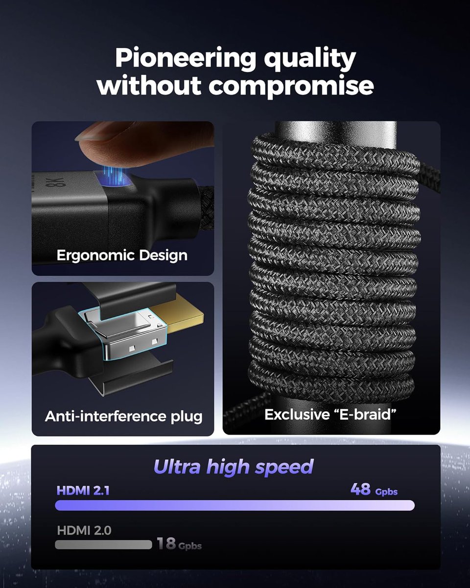 Silkland_OF's tweet photo. Silkland Certified HDMI 2.1 Cable, [4K@240Hz 144Hz 120Hz, 8K@60Hz] 1440P Ultra High Speed HDMI Cable 48Gbps (Upgrade Braided), HDR10+, eARC, HDCP 2.3, Compatible for Xbox/PS5/PS4/Roku TV.

Check it out：https://t.co/Xp2BUJXpom

#SILKLAND #HDMI #240HZ https://t.co/p0gofkDMi1