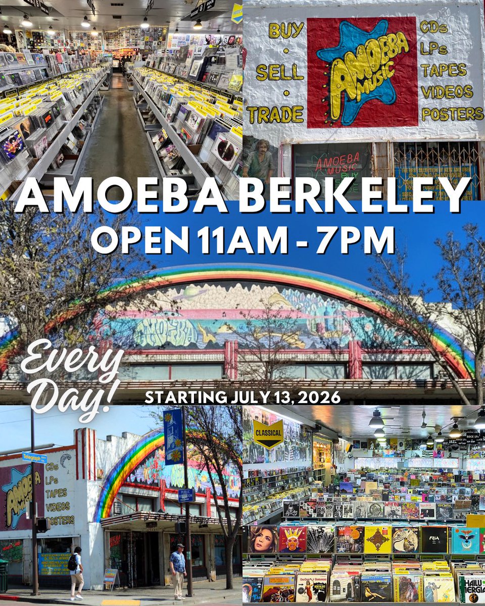 AmoebaBerkeley's tweet photo. We are now open everyday 11am-7pm! https://t.co/JySJpKexLB