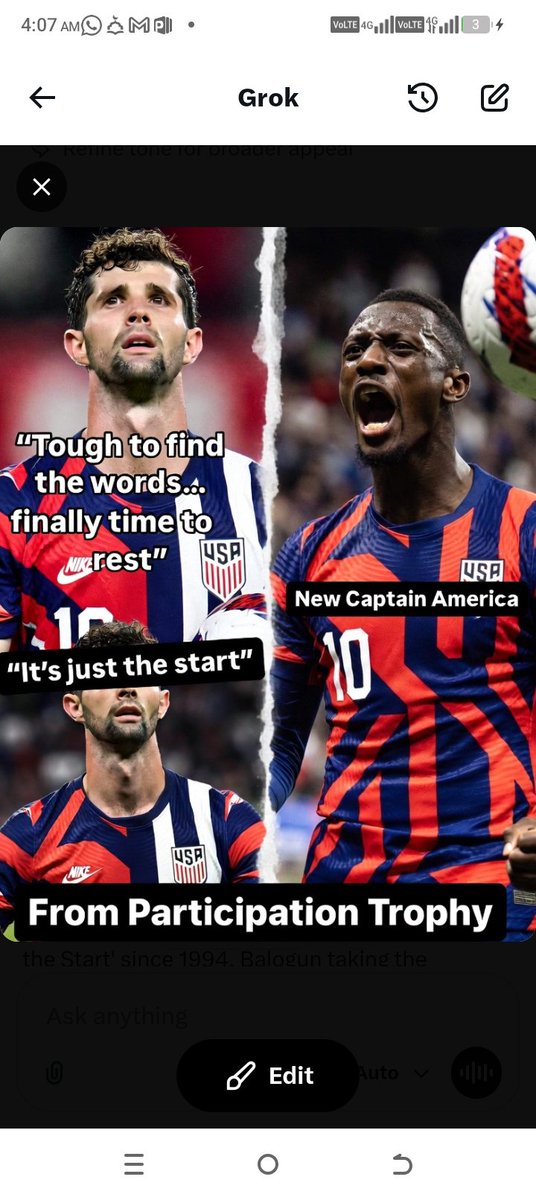 billeditw1rt's tweet photo. @SportsCenter Bro wrote a whole TED Talk just to say 'finally time to rest' after ghosting vs Paraguay  Captain America? More like Captain Participation Trophy. Balogun era incoming https://t.co/Gk0BmjOQb7