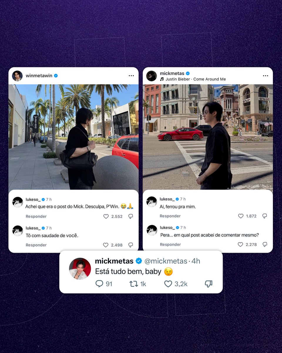 hubboyslove's tweet photo. E o Luke que confundiu os irmãos e ao invés de comentar que sentia saudades do seu homem, Mick, comentou na foto do Win… 😅

Ele achou que estava ferrado, mas Mick tranquilizou: “Tudo bem baby”. #MickLuke https://t.co/rS7r8liZvc