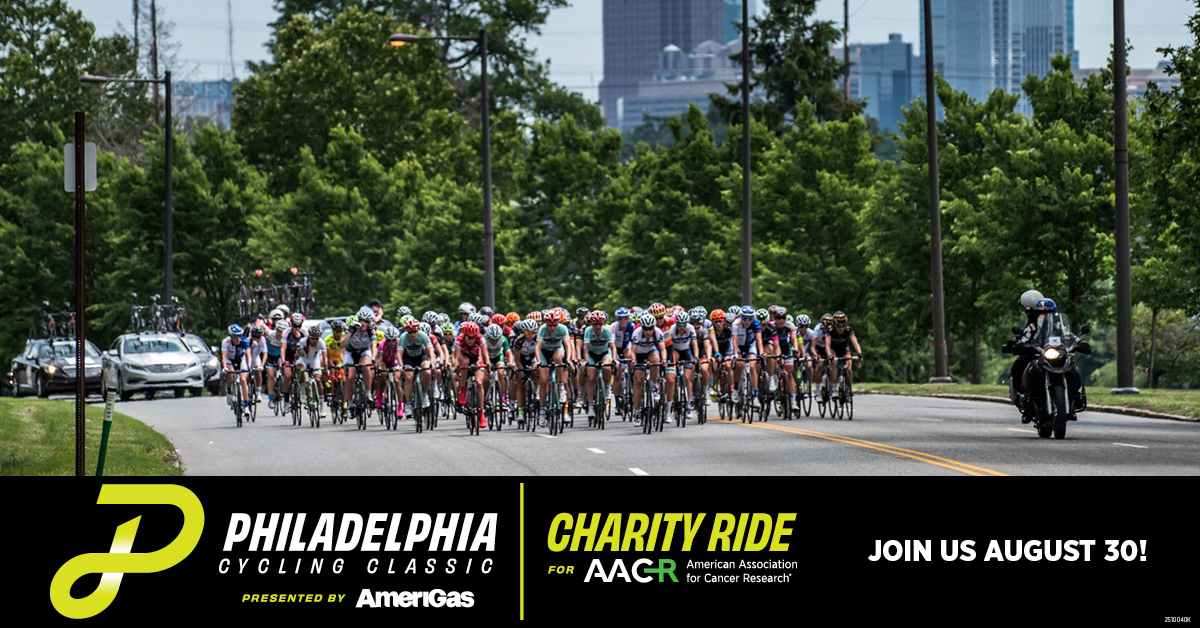 AACRFoundation's tweet photo. AACR #RidersForResearch is getting geared up for the 2026 Philadelphia Cycling Classic AACR Charity Ride on August 30. Find out how you can ride the 14-mile course while supporting lifesaving cancer research. https://t.co/pVYqUddQ6r #CancerResearchSavesLives® https://t.co/PVObpNXP4X