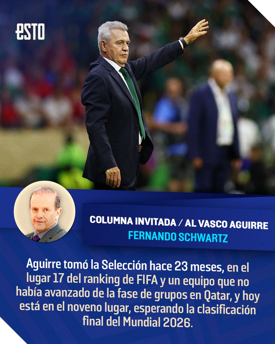 estoenlinea's tweet photo. #PlumasDelESTO ✍🏼
"Javier prometió que dejarían la piel en la cancha. Así fue. Se cierra el ciclo de Aguirre con Selección y el futbol mexicano. Un hombre exitoso. Gracias, Vasco. Gracias, Javier"
#ColumnaInvitada por @fersch_4 https://t.co/OAXHkfLiw3