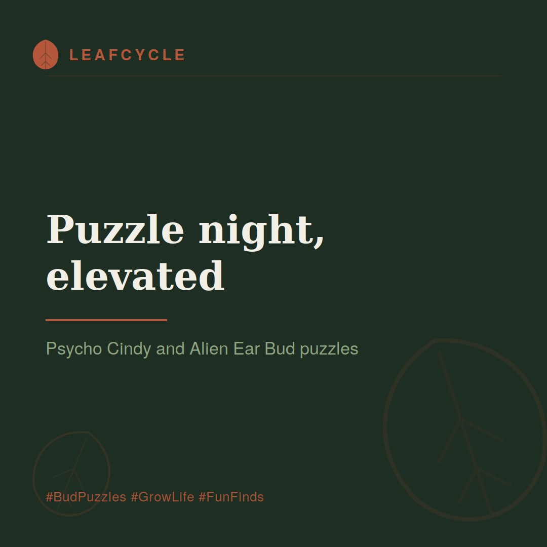 SamuelSmartG's tweet photo. Puzzle night, elevated 🧩 Check out our Psycho Cindy and Alien Ear Buds puzzles — a fun way to unwind while showing off your favorite strains as art. 

https://t.co/xCBjn2vIW2

#Bud #Puzzles #Grow #FunFinds https://t.co/ObIfq4ZyrP