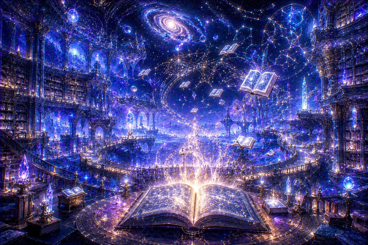 funfungen's tweet photo. 🌠 星座を描く天空図書館 ✨

夜空の星座は、
誰かが描いた物語。

ページがめくられるたび、
新しい星々が宇宙へ灯っていく。

#幻想風景 #天体神話 #天空図書館 #イラスト https://t.co/nZqmhUiMWU