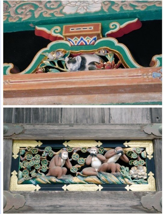 有名な 左甚五郎さんの「眠り猫」と 「見ざる、聞かざる、言わざる