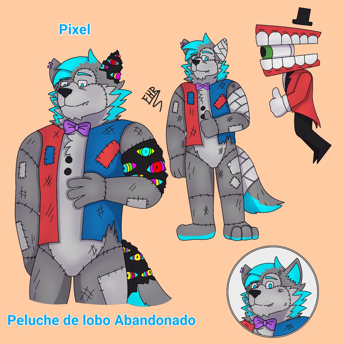 Fer_wolf18's tweet photo. mi personaje en el circo digital echo por mi, Como entraría sin saber su nombre por eso se lo cambie a Pixel aquí (Además porque igualmente así me llamo xd), espero que les guste (es un peluche de lobo olvidado porque a todos les gustan los peluches pero los terminando olvidando) https://t.co/nMjqnAHjyT