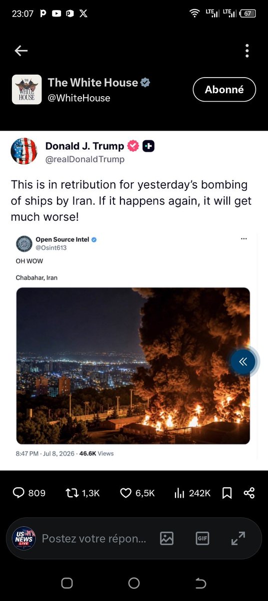 usnewsliv's tweet photo. 🇺🇸“This is in retribution for yesterday’s bombing of ships by Iran. If it happens again, it will get much worse!” - President Donald J. Trump @TruthTrumpPost https://t.co/M0HYbbzGFD