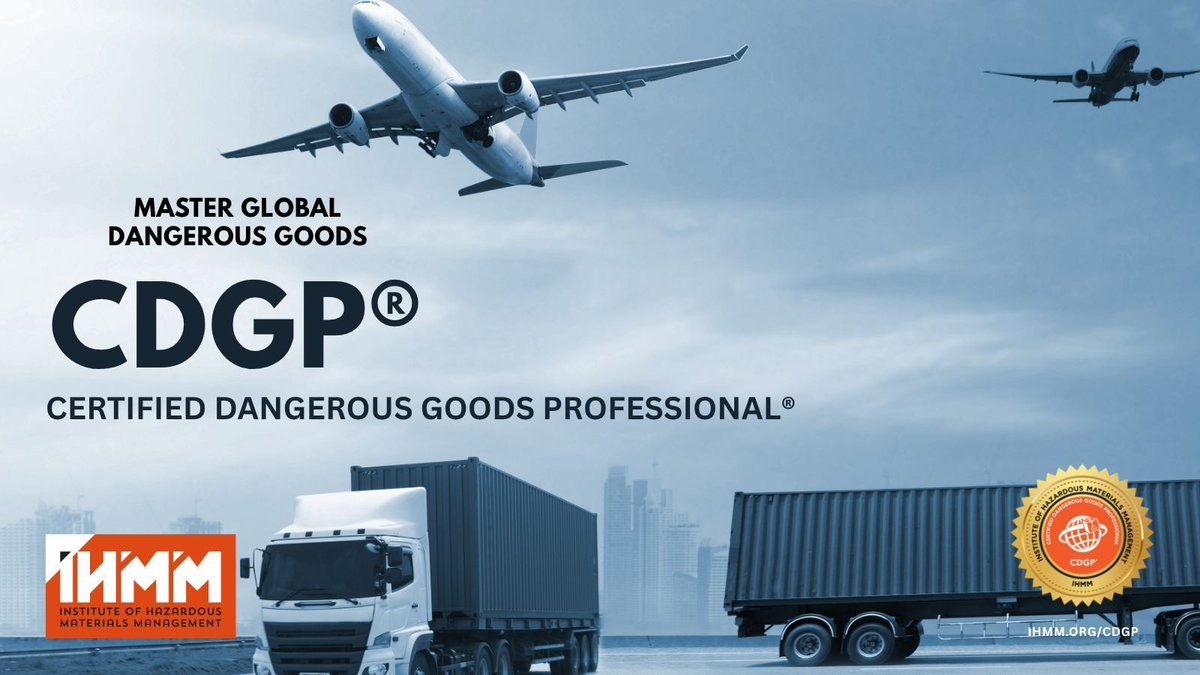 TheIHMM's tweet photo. The Certified Dangerous Goods Professional (CDGP®) sets you apart as an expert in global DG regulations, compliance, and safety across all modes of transport.
👉 Start your journey: https://t.co/yO3al7uHiq
#DG #SupplyChain #Logistics #Compliance #EHS #Transportation #IHMM https://t.co/cyBCkmyjJ7