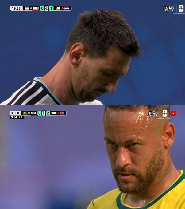 Alexmorettibr's tweet photo. Messi pipoca em Penalti com o time dele perdendo de 1x0 e precisando do gol

Brasil perdendo de 2x0 nos acréscimos do jogo

Neymar pro goleiro: "Escolhe o lado 😎 e faz o Gol.

A diferença é que o MEssi tem um time pra ele virar o jogo. Neymar é sozinho https://t.co/BDzjCwfSuL