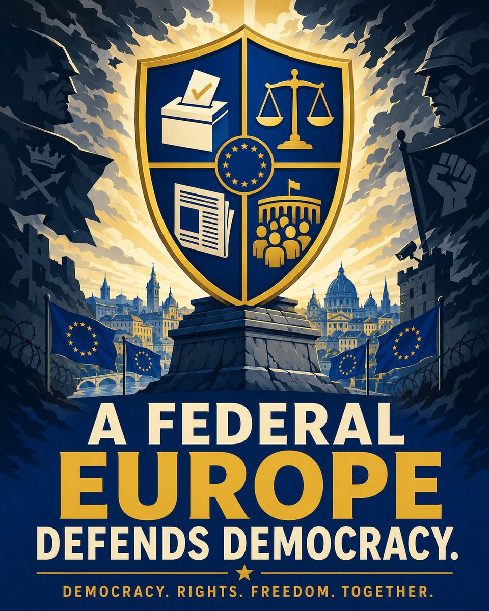 GreenSquadFD's tweet photo. Democracy is not defended by words alone.

A federal Europe gives our continent the strength to protect rights, freedom, and self-government together.
#FirstDomino #Eurofederalism #FederalEurope #Democracy https://t.co/wFB0UXqC8x