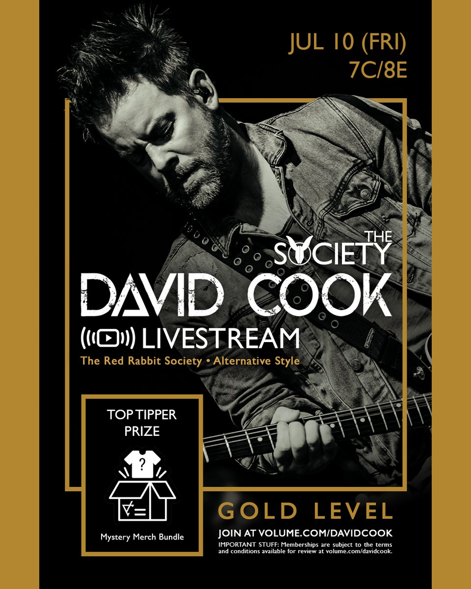 FoolsApril64's tweet photo. π¨ *UP NEXT* ποΈ 10-JUL (FRI)β° 7C/8E
π David Cook RRS Alt-Style #Livestream
π Only on @GetOnVolume
π for all #DavidCook Gold members
π https://t.co/mFUJAANk0Y https://t.co/cmiTy6cBLd
