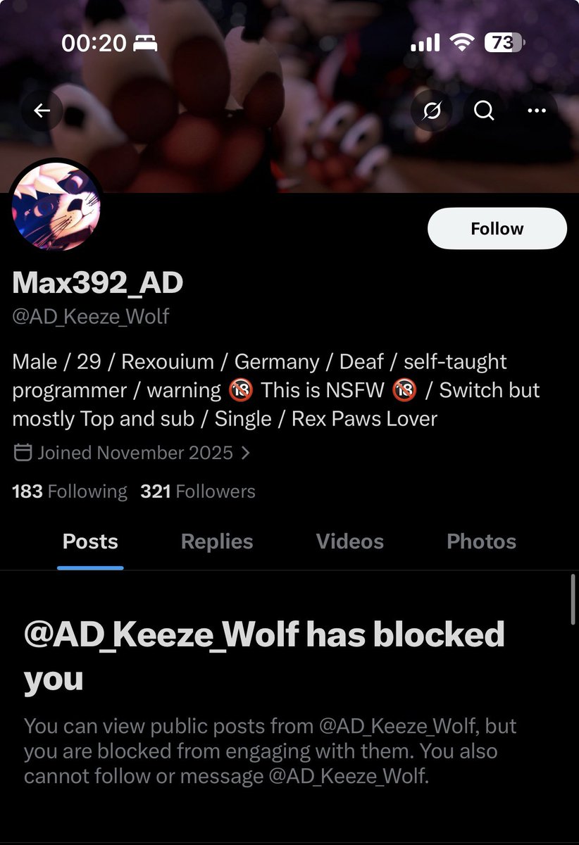 FurDannyDeaf's tweet photo. @FairsVoice @RatchetLombax87 @VoltexFluff @AD_Keeze_Wolf @Keeze_Wolf @WoodwereD @SparkieTheWolf @AD_Keeze_Wolf has blocked FairsVoice I am not sure why he won’t give a reason correctly. Please better to be safe where they can be hostile. https://t.co/W1hJ0YAefr