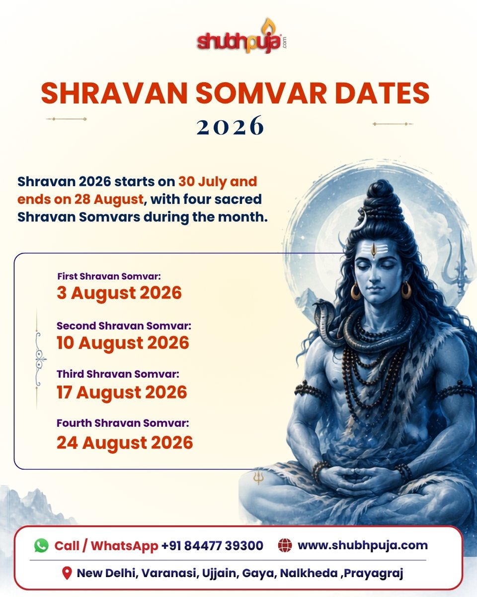 eShubhpuja's tweet photo. Shravan Somvar 2026 https://t.co/AViUXqbj1G
