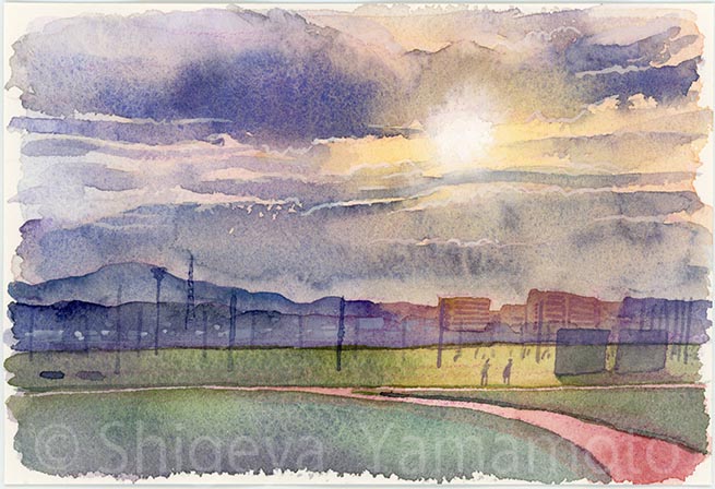 shigeyater's tweet photo. 日常茶飯絵
【 日暮れ 】

#水彩画 #透明水彩 #watercolor #背景イラスト #気仙沼 #風景画 #背景 #絵描き #風景イラスト https://t.co/6VRKxJEHQW