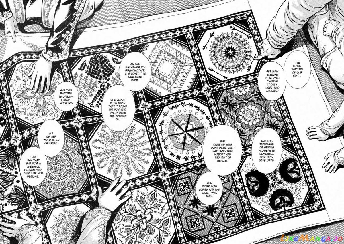 Nozes202's tweet photo. Eu gosto tanto desse mangá mas infelizmente se tiver anime vai ter que tirar MUITO detalhe, o mangá é detalhado demais, a autora disse que fez o mangá pra mostrar cada detalhe da riqueza da arte e cultura da Ásia Central, seria mt difícil animar todos os detalhes dos designs https://t.co/0munyBePRv