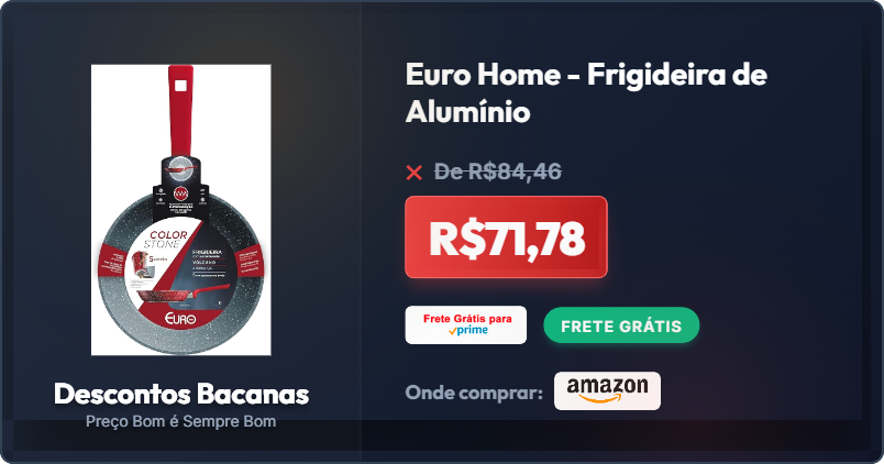 descontosbr's tweet photo. CORRE ANTES QUE ACABE! 🏃‍♂️💨

Euro Home - Frigideira de Alumínio

🔥 R$71,78 [15% OFF]
❌De R$84,46

🚚 Frete GRÁTIS Amazon Prime
🛒 COMPRE AQUI: https://t.co/YSPXMfwP6T

#Achadinhos #Oferta https://t.co/XljNVqW6qK