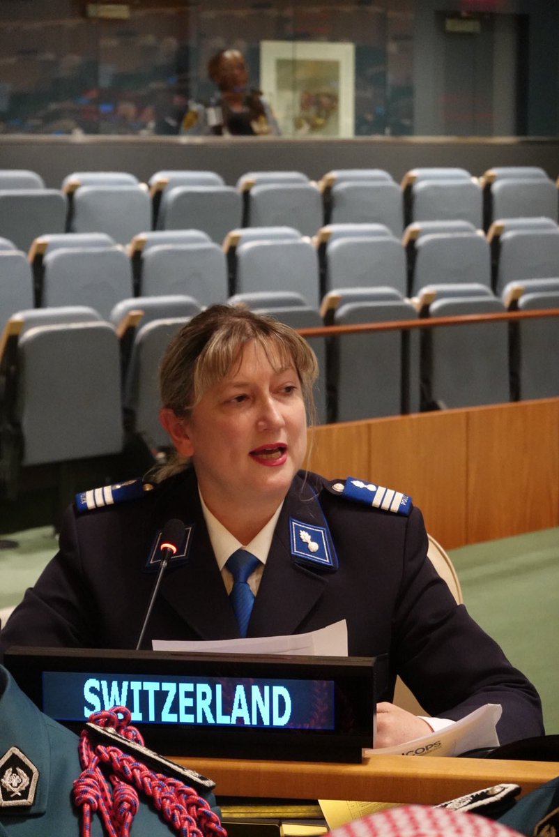swiss_un's tweet photo. 🇨🇭was represented by VP of Cantonal Police Conferences Col. Monica Bonfanti at #UNCOPS Chiefs of Police Summit today &amp; emphasized that a return to lasting peace requires:
-Cross-border cooperation
-Rebuilding trust between populations &amp; institutions
-Strengthening the rule of law https://t.co/Xsainr67fB
