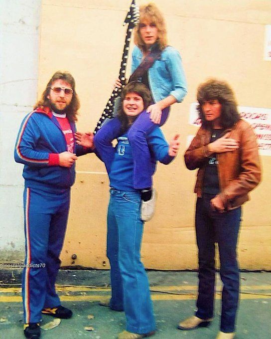 crockpics's tweet photo. Ozzy Osbourne giving guitar virtuoso Randy Rhoads a shoulder ride alongside Lee Kerslake and Bob Daisley at Ridge Farm Studios, August 1980. A great look at the original 'Blizzard of Ozz' lineup celebrating the dawn of a heavy metal empire, shot by Ross Halfin. 

At this point in music history, a lot of people in the industry had written Ozzy off after his split from Black Sabbath, but the incredible chemistry of this powerhouse lineup proved everybody wrong. 

What is your favorite track on Blizzard of Ozz?👇️