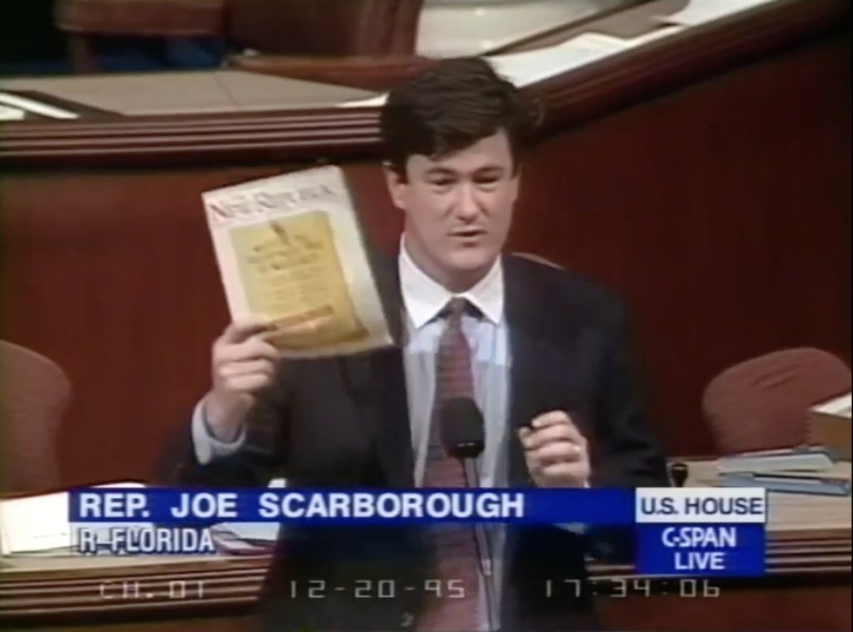 HowardMortman's tweet photo. Dec. 20, 1995: Rep. Joe Scarborough shows the New Republic ... https://t.co/7FhFMYntS9