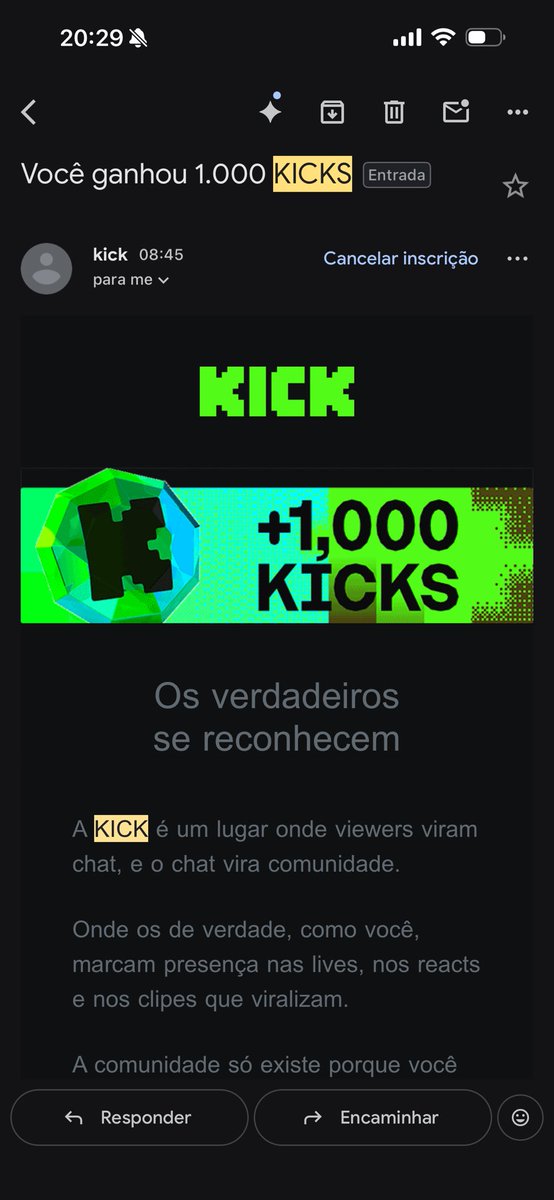 alvaflex's tweet photo. Gratidão pelo reconhecimento @kickcommunity 💚 https://t.co/3Xx3kEL7aB