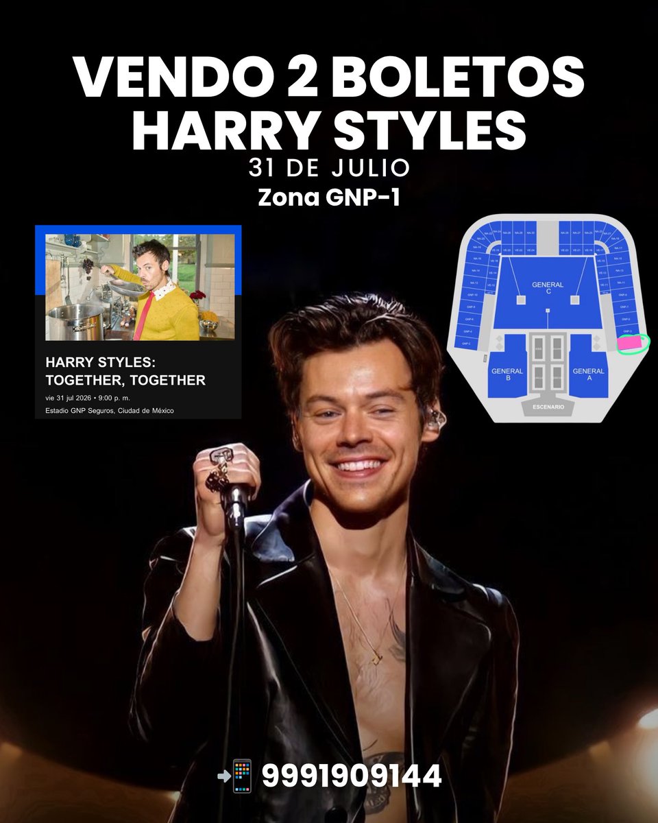 Darimachain's tweet photo. 2 boletos a la venta de Harry Styles🌟
LOS VENDO A PRECIO DE TICKETMASTER‼️ https://t.co/4yyHMNGp1e