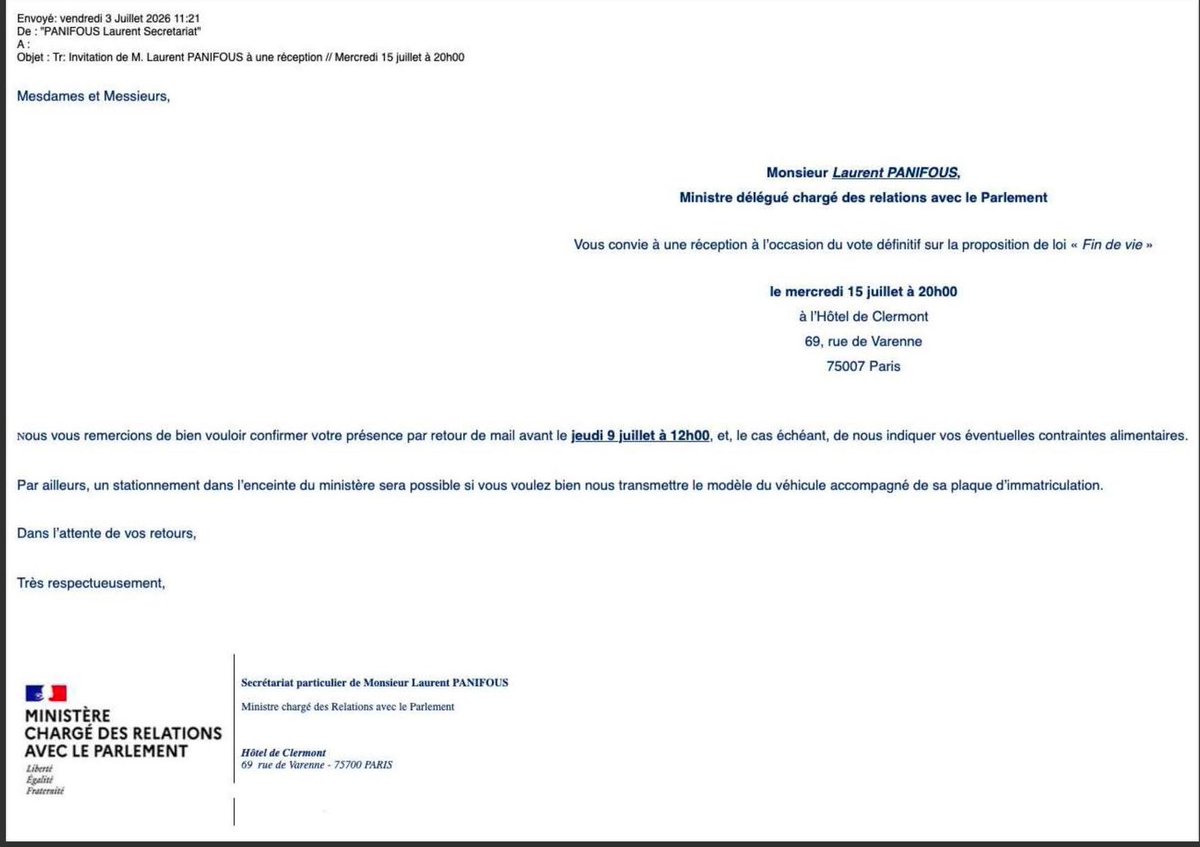 alainpaulweber's tweet photo. 🚨🚨La macronie un fois de plus au summum de l’abjection ! 😡😡🤢🤢

L'indécence en marche : quand la politique fête la mort au champagne

On croyait avoir tout vu en matière de communication politique. On se trompait. Alors que le pays s'apprête à franchir un pas de titan dans la question, ô combien déchirante, de l'aide à mourir, le gouvernement a trouvé le moyen d'ajouter de la vulgarité à la tragédie.

Selon les informations du Figaro, le ministre Laurent Panifous et le Conseil économique, social et environnemental (Cese) ont eu la "bonne" idée d'organiser une réception dans les salons feutrés de l'hôtel de Clermont. Le but ? Fêter le passage de la loi, prévu pour le 15 juillet. Pire encore, le Cese, dans un élan d'une maladresse qui frôle le cynisme, propose de prendre en charge le transport et l'hébergement des anciens membres de la convention citoyenne pour qu'ils puissent participer à ce qu'ils appellent eux-mêmes un « cocktail de célébration ».

Un "cocktail". Pour célébrer la mort.

Où est la dignité dans tout cela ? Où est l'humilité face à un texte qui touche au dernier souffle des plus fragiles ? On ne fête pas une loi sur la fin de vie comme on fête une victoire électorale ou la promulgation d'un budget. Ce n'est pas un match de football. C'est une question de conscience collective, de souffrance humaine, de dignité. Cela appelle du recueillement, de la retenue, et le silence respectueux que mérite toute vie humaine qui s'éteint.

Mais non. Visiblement, au ministère et au Cese, le passage d'une loi qui heurte les consciences et plonge les familles dans des dilemmes éthiques infinis mérite le pétillant d'une coupe de champagne. Comme le martèle avec justesse Philippe Juvin, médecin et député : « On ne “célèbre” pas un texte qui touche à la mort ».

Le sénateur Bruno Retailleau a raison de parler de « choc » et d'indignation. Mais au-delà de la politique, c'est une question de simple humanité. Qu'un gouvernement, quel qu'il soit, organise une sauterie pour une loi qui autorise à "aider à mourir", qu'on nomme cela euthanasie ou non, c'est une faute morale. Cette loi, pour ceux qui y sont favorables, devrait être portée avec la lourdeur d'une responsabilité immense, pas avec la légèreté d'une fête corporatiste.

On est en droit de se demander : cette réception est-elle vraiment nécessaire ? Et surtout, en ces temps où les soins palliatifs manquent cruellement de moyens, n'y a-t-il pas quelque chose d'obscène à dépenser de l'argent public pour du transport et du champagne ?

La politique a parfois le don de nous rappeler à quel point le décalage entre les élites et la réalité du terrain peut être abyssal. Aujourd'hui, ce n'est pas juste du mauvais goût. C'est une insulte à la mémoire de ceux qui souffrent et à la dignité de ceux qui les accompagnent. Il n'y a pas de quoi trinquer. Il y a de quoi, au contraire, avoir honte.