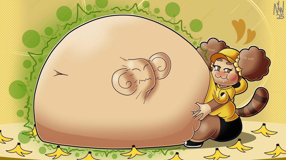 NWanderer25's tweet photo. While on holiday with her friends on Juicy Island, YanYan had one hell of a banana feast, and ended up swallowing some poor monkey that just so happened to be wearing yellow got in the way of her rampage.

Posted 1 month earlier on Patreon:
https://t.co/rYngDM6L6m https://t.co/dUn87dRZTr