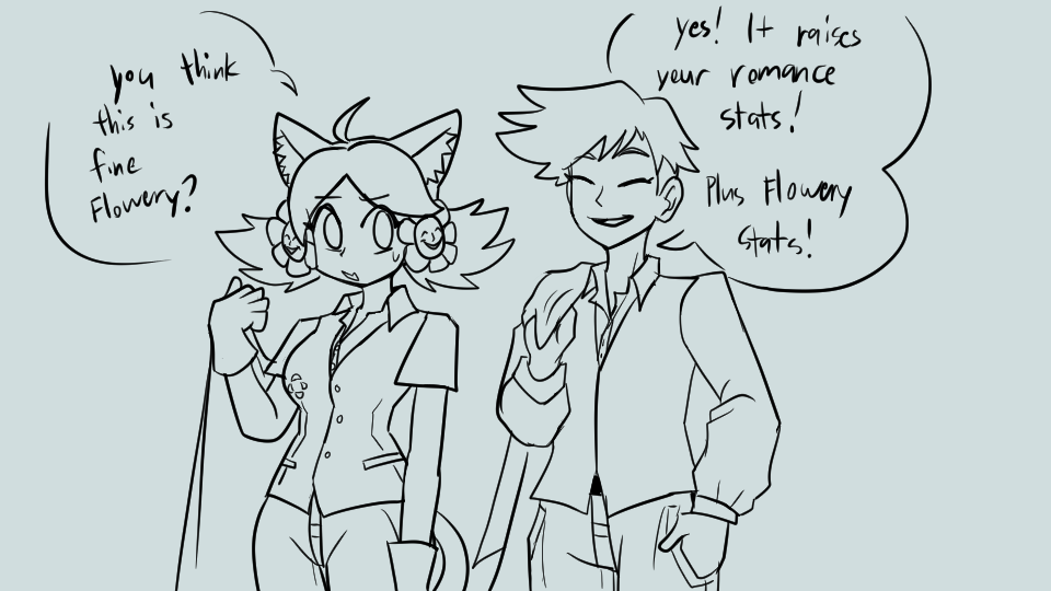 Macheesecheese's tweet photo. Mew mew and Flowery matching (didnt feel like coloring)

#deltarune https://t.co/KndTtS8Aya