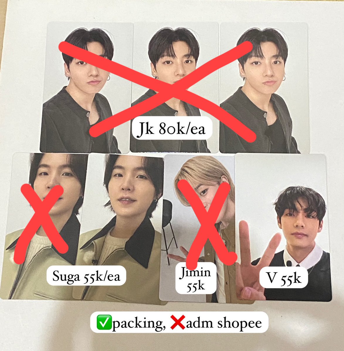 Yentaegi's tweet photo. WTS BTS INA

BTS POB Arirang Photocard A B
Album bts ptd capsule

✅ Packing
❌ Adm shopee
🏠 Jateng (ina)

Wts aab bts indonesia wtb wtt arirang tour pob pc bts po weverse pob wv rapline vocalline v rm suga jk jimin https://t.co/wBIojnQSrD