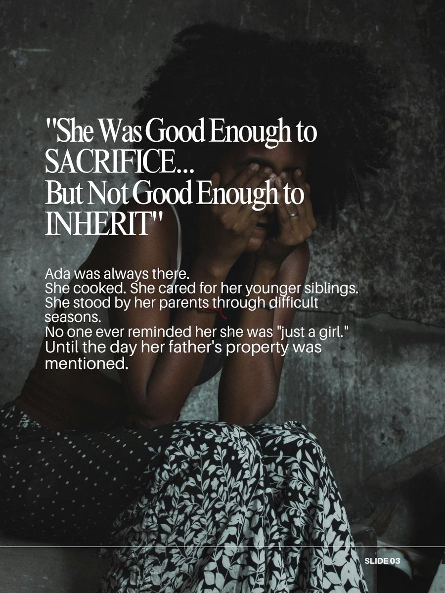 Owef_'s tweet photo. What if the only thing standing between a woman and her future is her gender🤔

Daughter’s worth should never be measured by tradition. 

Every woman deserves the right to inherit, own and build the legacy her family helped create. Equality isn’t a privilege. It’s a right. https://t.co/6eHoebUpq8