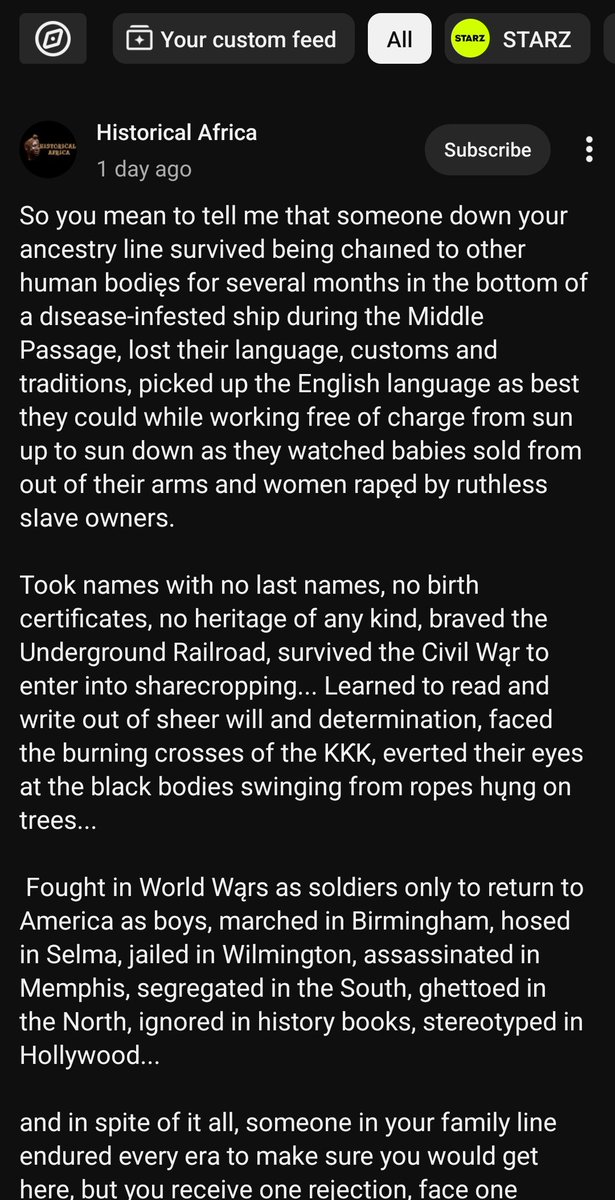 AmericaOwesADOS's tweet photo. Whew! I needed to hear this 🙌🏽 #ADOS #AmericanDescendantsofSlavery Our ancestors & their descendants(us) are living miracles & bring justice & accountability wherever we are #AmericanHistory https://t.co/3VAI4a74im