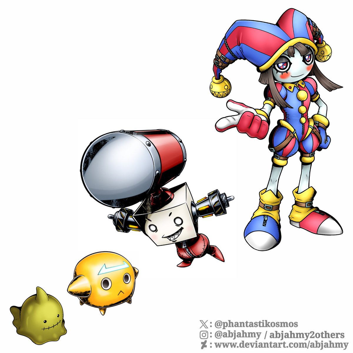 phantastikosmos's tweet photo. Pomni like a Digimon, Pomnimon

Level: Adult 
Type: Puppet 
Attribute: Vaccine 
Field: Nightmare Soldiers

He has great willpower, but needs to work in a group to show his true potential.

Evolves from Pekomon https://t.co/29gajigGWS