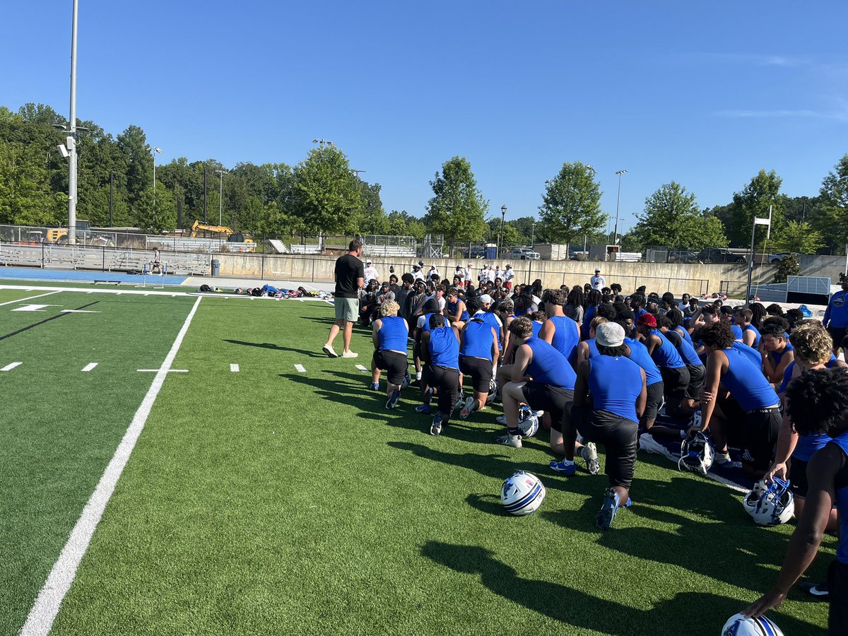 AuburnHighFB's tweet photo. Great OTA work today with Prattville High School @PrattvilleFB @bobbycarr11 
Thanks for coming Lions and Good Luck on the season. 

Shoutout to @StClark30 for speaking to both teams today also before competition. 
@keithetheredge1

#OTA26 https://t.co/QZ194DFxGf