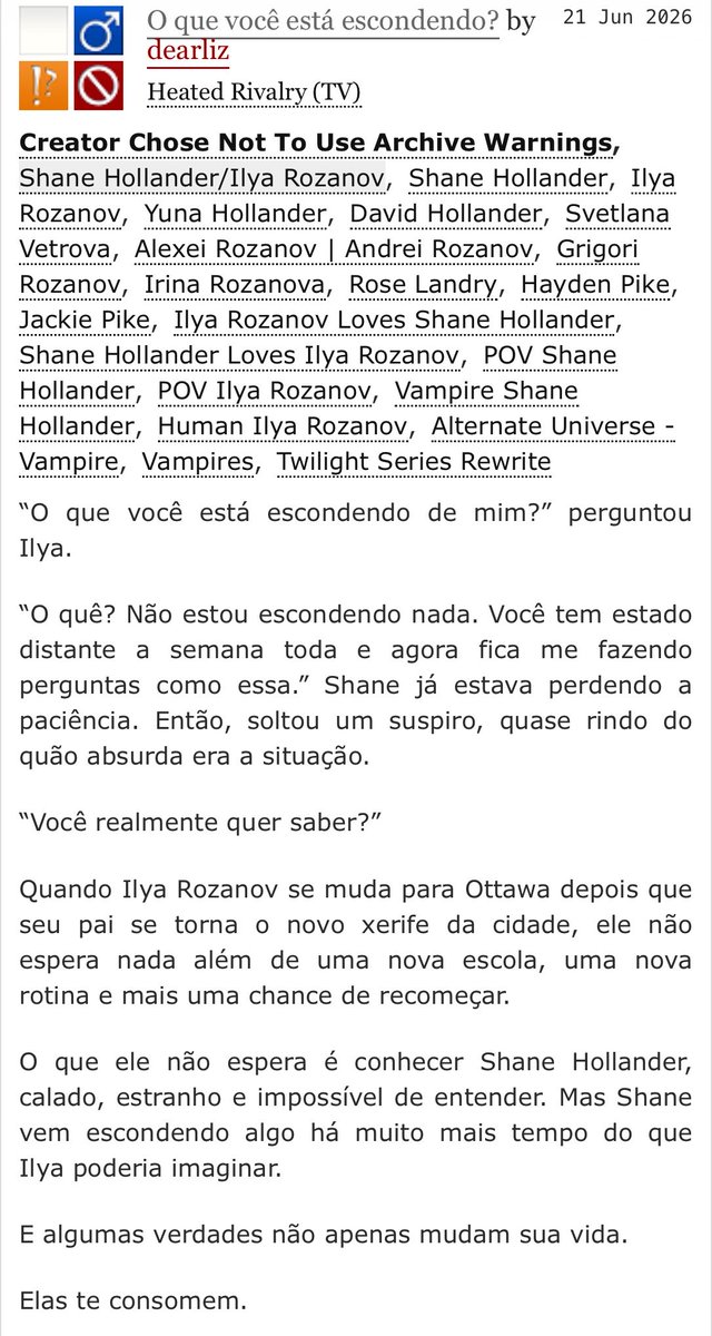 dearliz__'s tweet photo. Um aviso sobre essa fanfic: apesar de eu ter publicado apenas o primeiro capítulo, ela já está escrita até o quinto. Infelizmente, relendo tudo, percebi que minha escrita mudou muito e já não me sinto confortável em publicar algo que não representa mais quem sou como autora. https://t.co/qPiWQdp69Q
