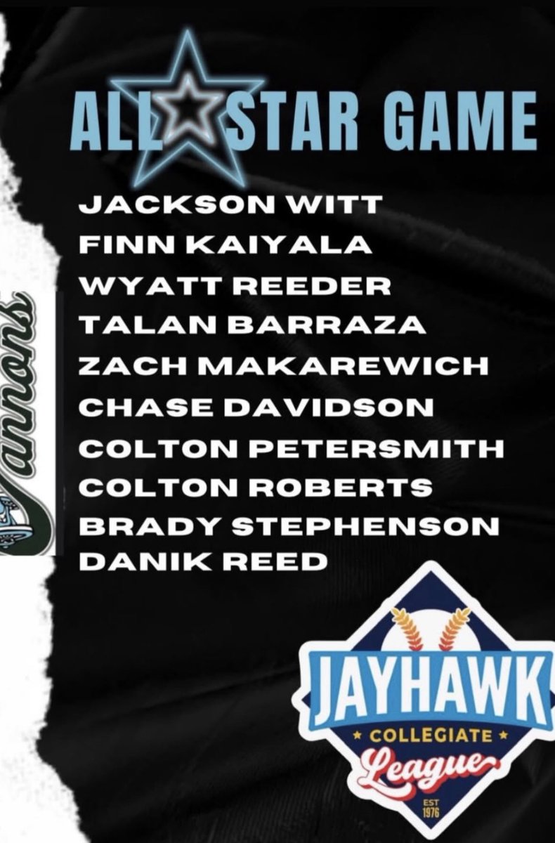 jacksonwitt44's tweet photo. Jayhawk League All Star Game. 
@NewmanJetsBSB @CannonsBSB @LeagueJayhawk https://t.co/dOV0z8smUK
