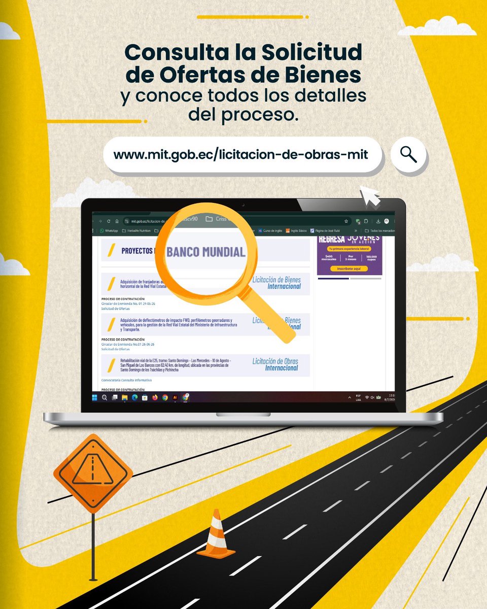 MIT_Ecuador's tweet photo. 📌 ¡Atención Licitantes!

El Ministerio de Infraestructura y Transporte invita a participar en el proceso para la adquisición de franjadoras autopropulsadas para la Red Vial Estatal.

📄 Revisa la Solicitud de Ofertas y detalles del proceso en: https://t.co/1diQL9A7Lr https://t.co/YyH6EYUT2f