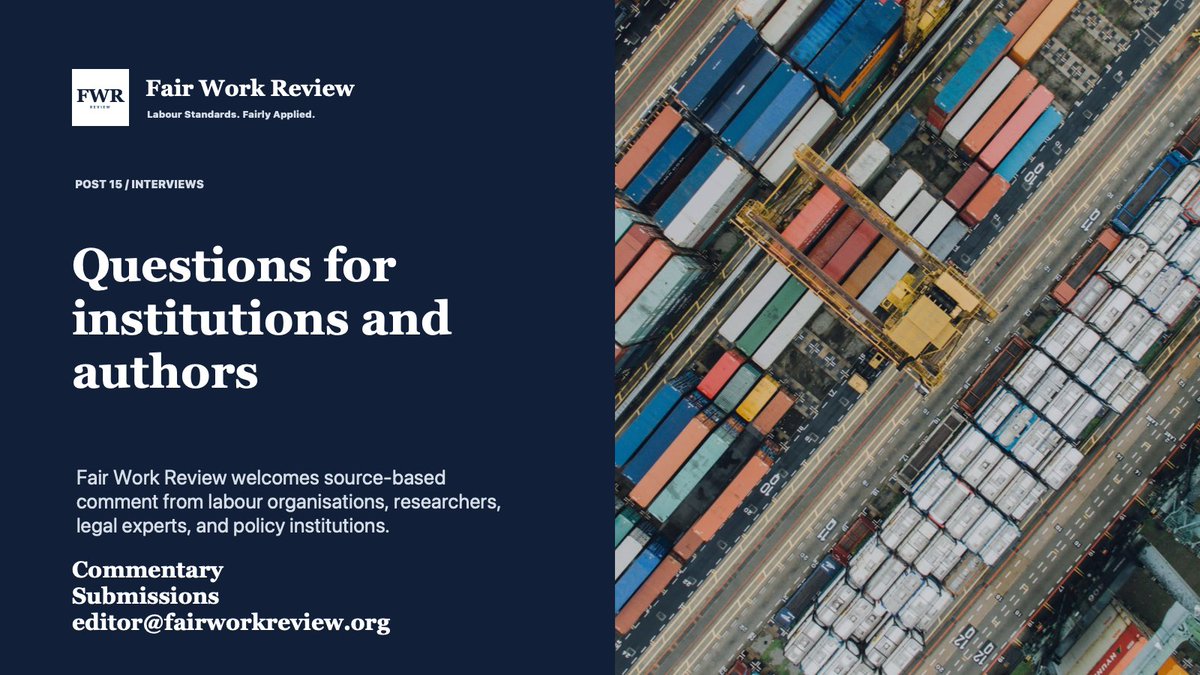 FairWorkReview's tweet photo. Fair Work Review welcomes source-based comment from labour organisations, researchers, legal experts, and policy institutions.

Editorial inquiries, submissions, or written comments:
editor@fairworkreview.org https://t.co/usPcm66Qkq