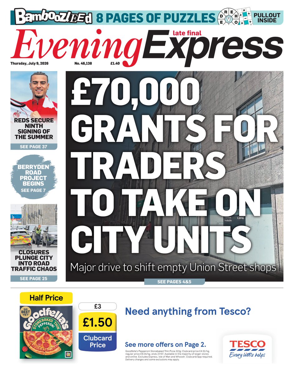 AndyGibsonTV's tweet photo. "£70,000 GRANTS FOR TRADERS TO TAKE ON CITY UNITS"
@IsaacBuchanPJ for @EveningExpress
Aberdeen City Council are doubling grants up to £70,000 so traders can take on larger empty units on Union Street in City Centre of Britain's North East.
#EveningExpress
#TomorrowsPapersToday